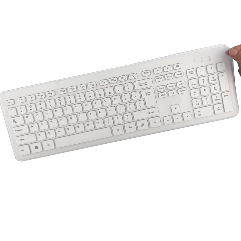 MUBUY-GOL Universal Computer Desktop Keyboard Cover Skin (17.52" x 5.51") for Standard Size PC Computer Desktop Keyboards, Clear Waterproof Anti-Dust Silicone-Clear - Image 4